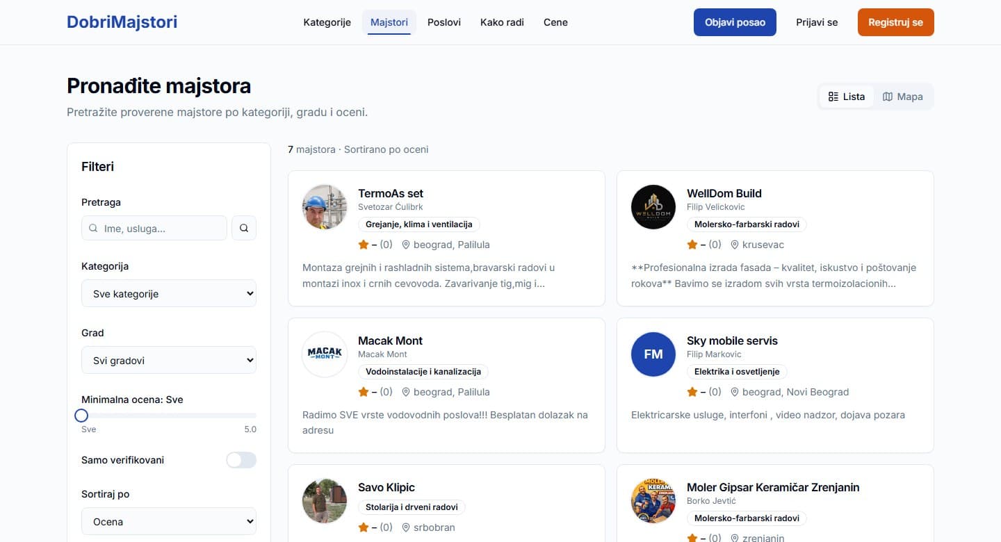 DobriMajstori — Baza majstora
