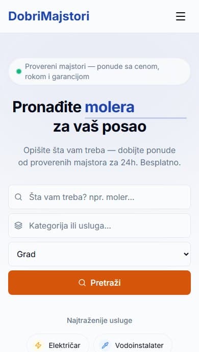 DobriMajstori na mobilnom telefonu