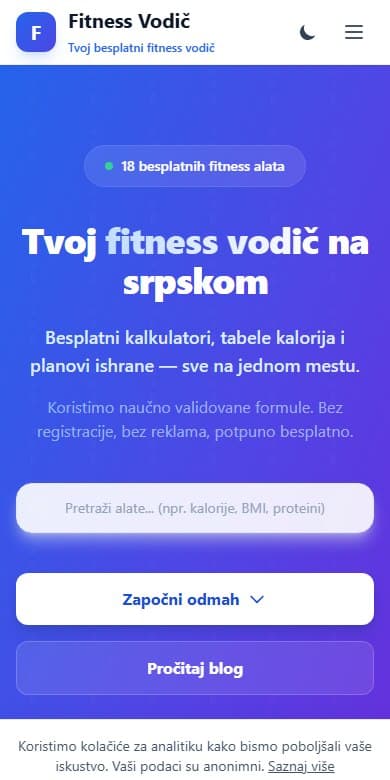 Fitness Vodič na mobilnom telefonu