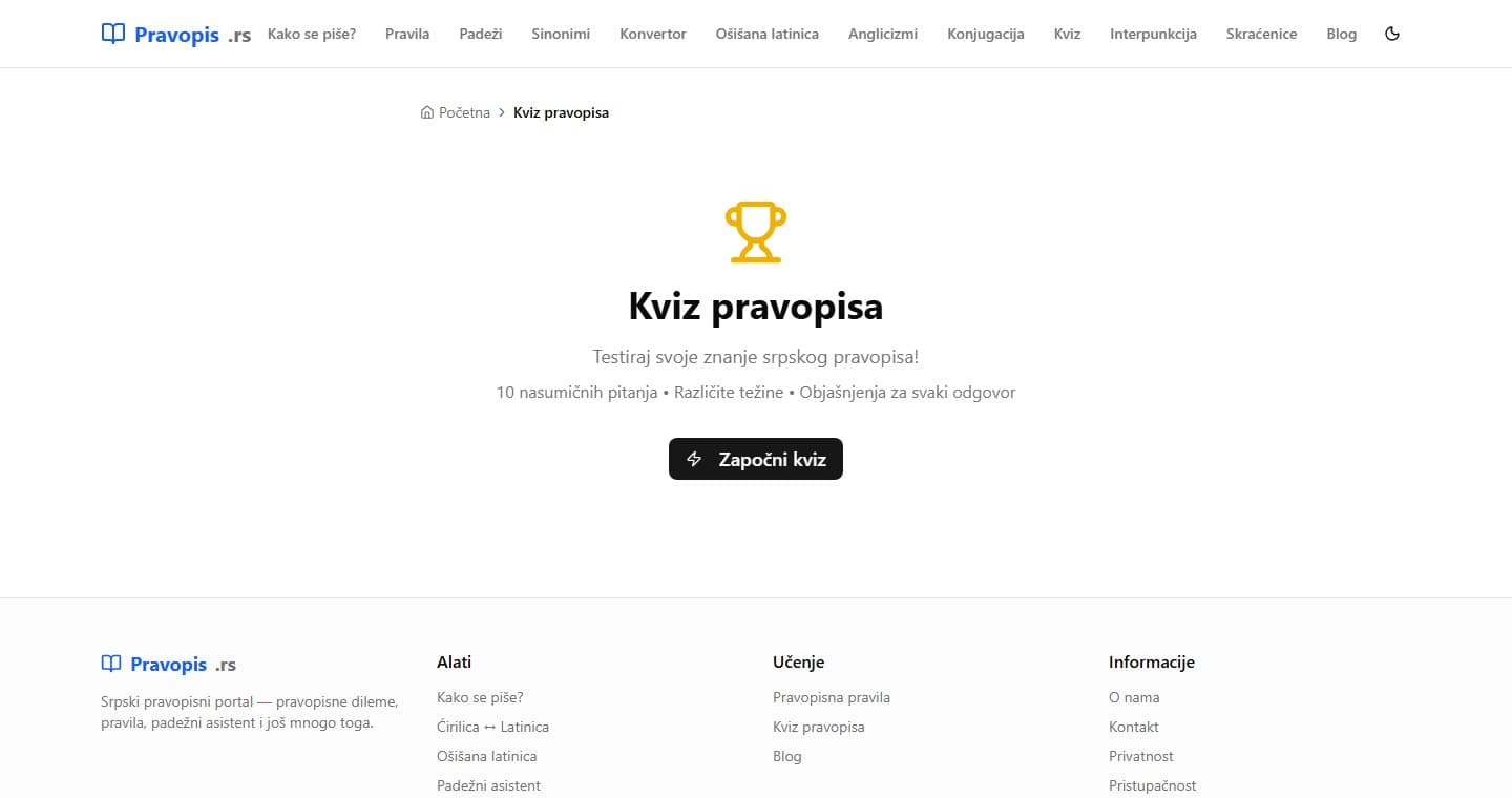 Pravopis.rs — Kviz